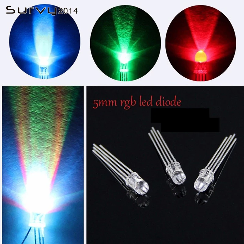 5-100 шт. F5/F10 круглый светодиодный 5/10 мм RGB 4 контакта общий анод/катод прозрачный