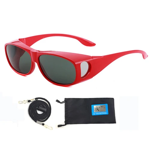 Red with bag NEWBOLER Поляризованные линзы для мужчин и женщин, солнцезащитные очки для рыбалки, покрытие для близорукости, очки, солнцезащитные очки, подходят для солнцезащитных очков - Цвет: Red with bag