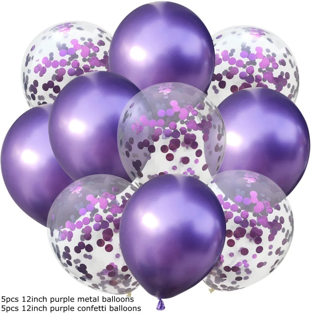 M-5purple 5con 10 шт 12 дюймов прозрачные конфетти латексные шары воздушный шар на день рождения Звездные гирлянды воздушные шары с конфетти на день рождения Свадебные украшения - Цвет: M-5purple 5con
