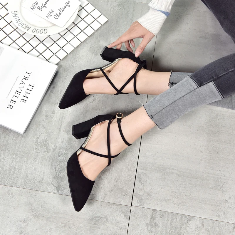 HOT SummerSandalias Femeninas High Heels Flock Pointed Sandals Sexy Female Summer Shoes Mujer Zapatos Pumps 2019 | Обувь
