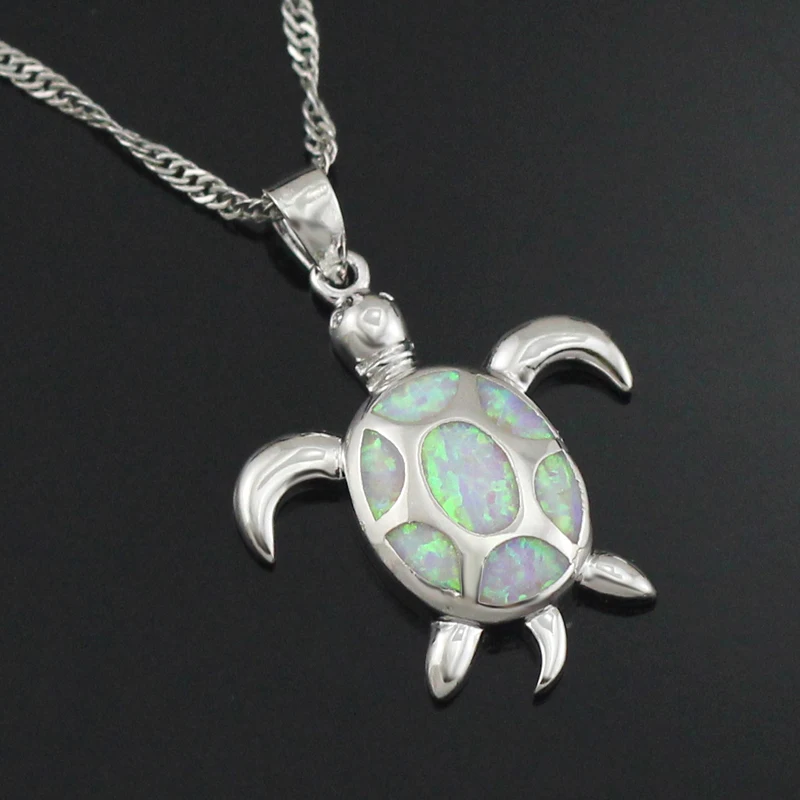 HAIMIS Free the Chain Lovely Sea Turtle Synthetic Light Pink Fire Opal Jewelry Women Necklace Pendant 1 1/4'' OP415 | Украшения и