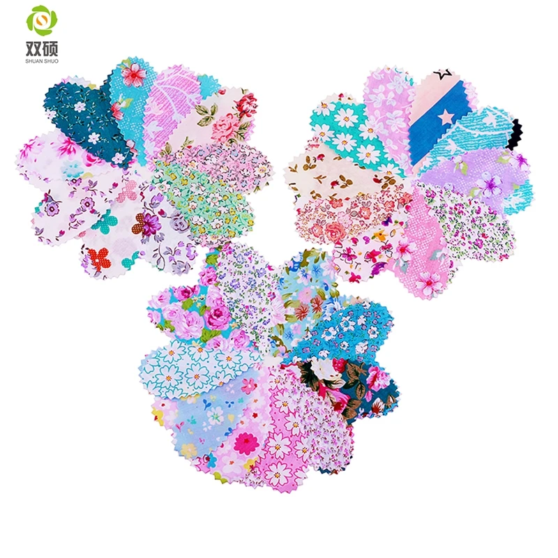 Сердце Форма с зуба edg хлопок лоскутное Ткань Шарм квартале пучки для Вышивание DIY