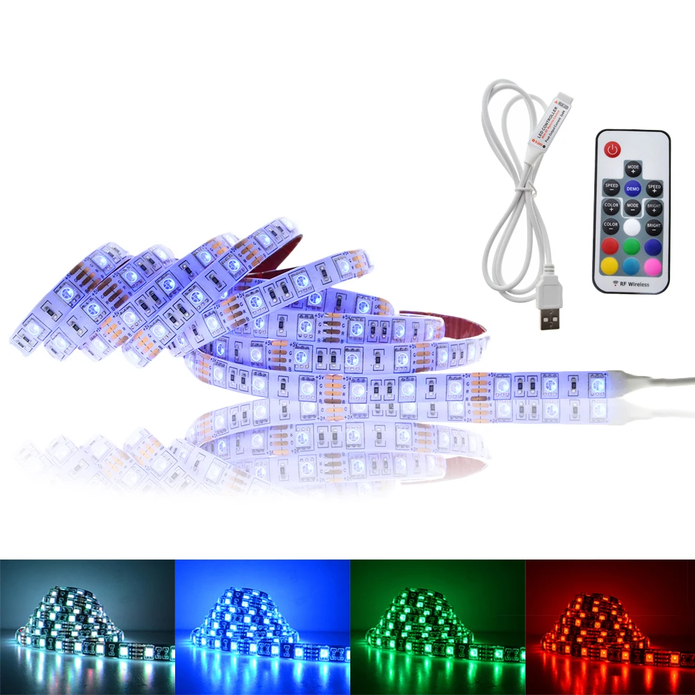 Светодиодная лента 5 в постоянного тока 5050 с USB светодиодная RGB подсветка для