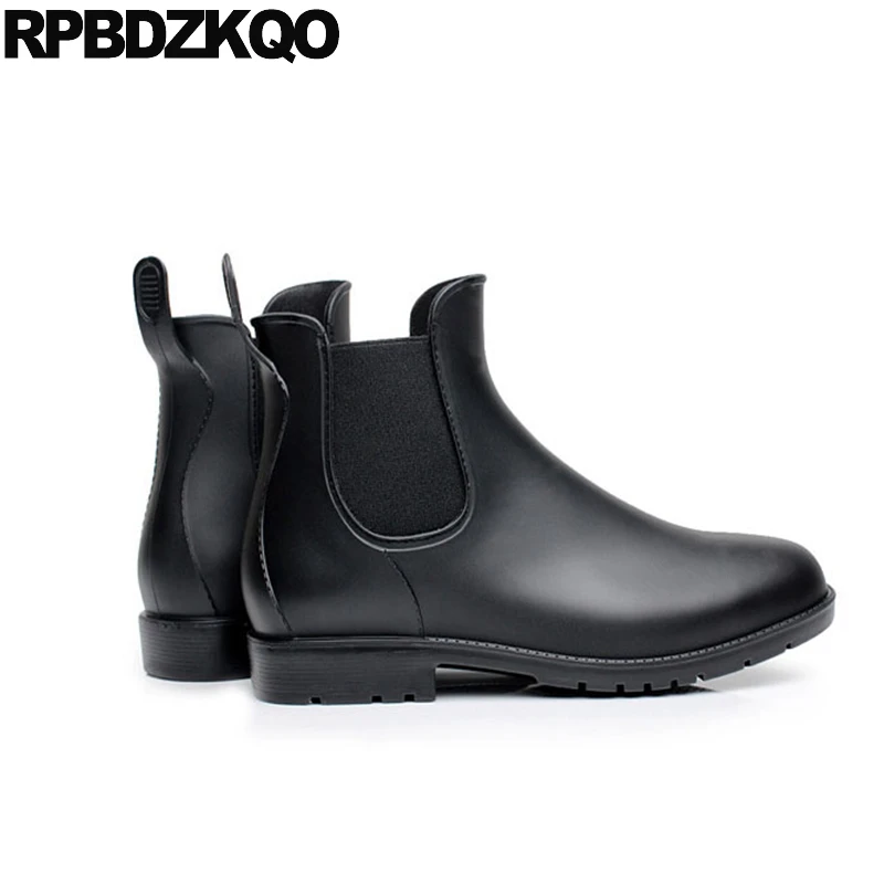 Pvc Chelsea Rain Casual Women Ankle Boots 2021 Round Toe Shoes Flat Platform Winter Waterproof Fur Black Big Size Booties 10 | Обувь