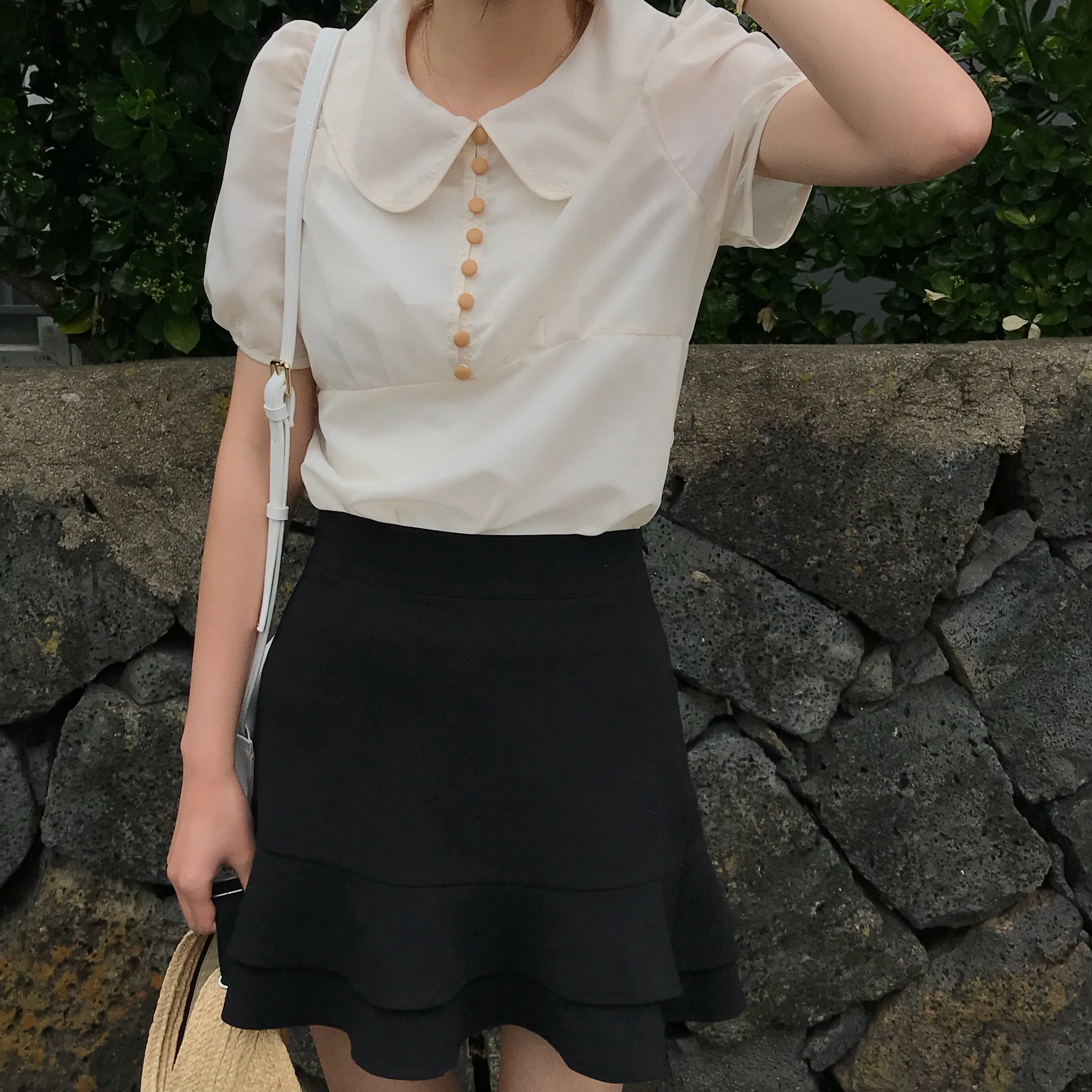 Блузка и топ Alien Kitty Женский однобортная свободная Милая рубашка с пышными