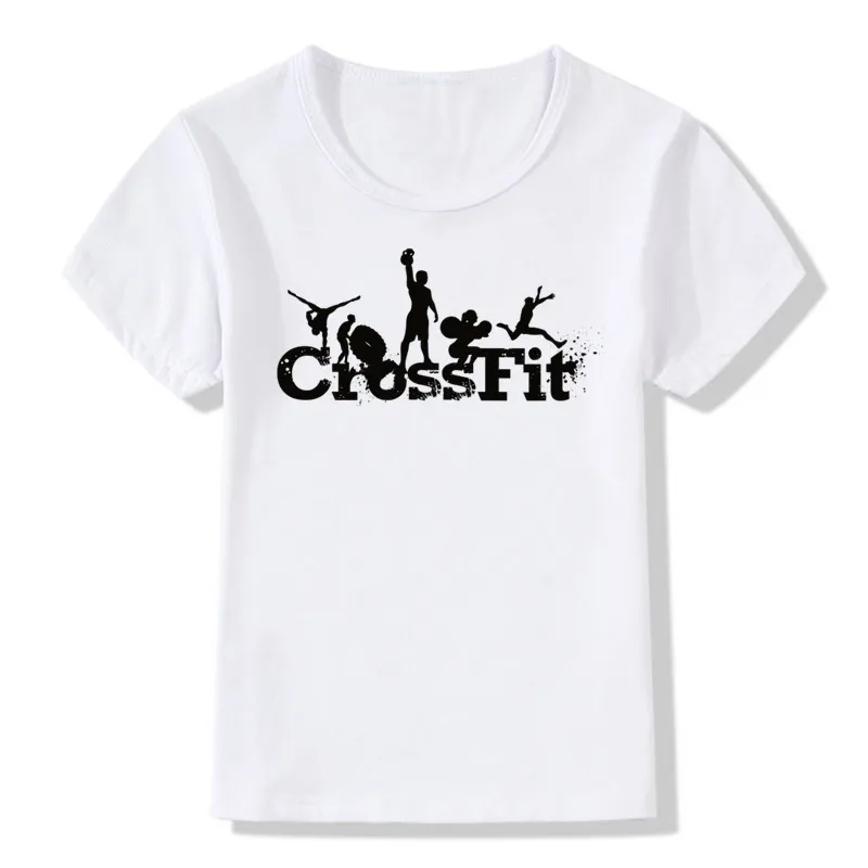 Детская футболка с принтом Crossfit модная повседневная для мальчиков и девочек лето