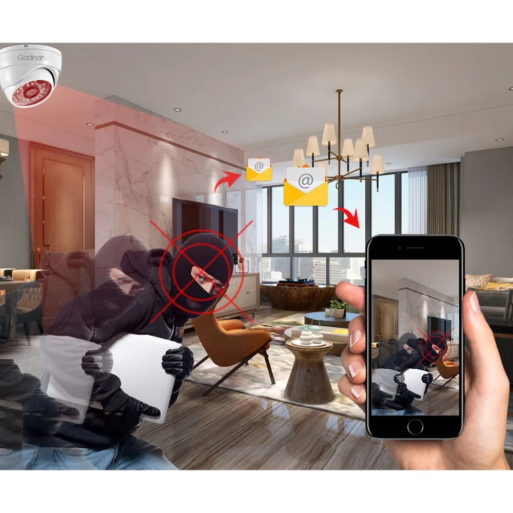 IP-камера GADINAN PoE 3MP 2304*1296P SC3235 25fps антивандальная купольная уличная комнатная 48 в |