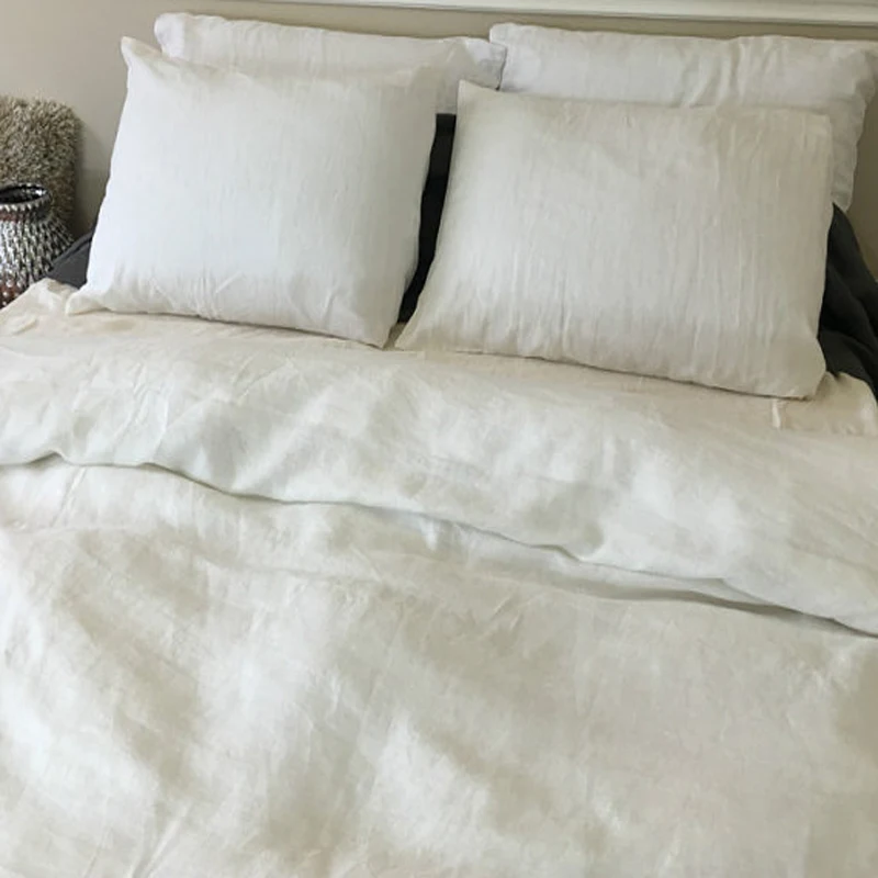 

White Pure Washed Linen Duvet Cover Shell Buttons French Duvet Cover Flax Bedding Queen Bed Cover 71"x83" Christmas