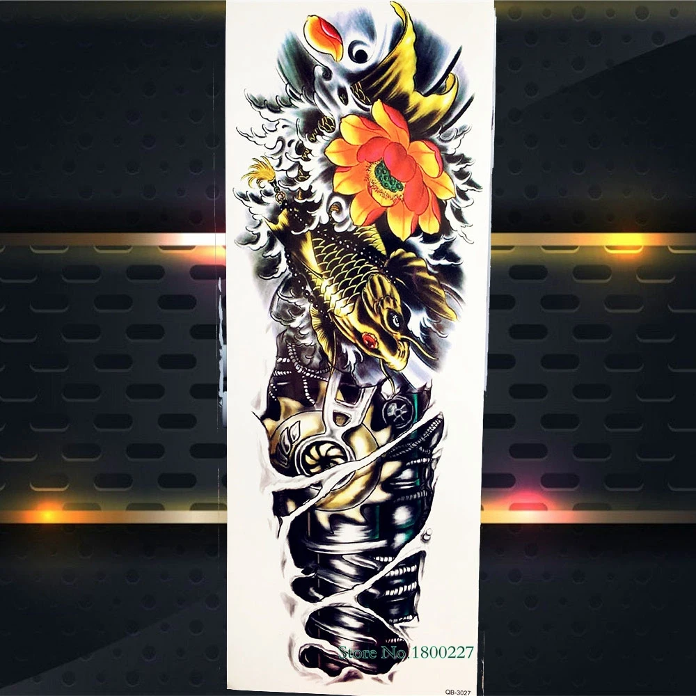 Большая полная рука макияж Временные татуировки стикер этнический воин Павлин