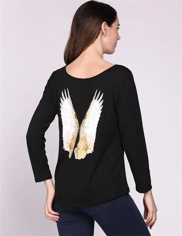 FANALA Основные Футболка Женщины Лето С Длинным Рукавом О Образным Вырезом Хлопок