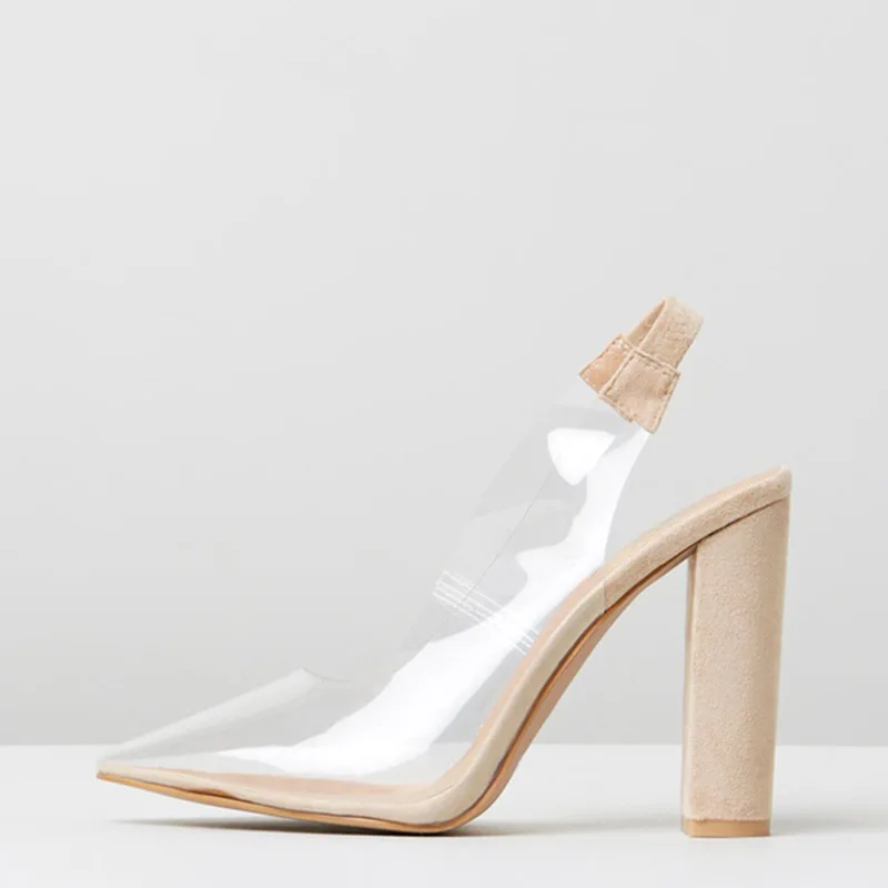 Слинбэки на высоком не сужающемся книзу массивном каблуке летние женские туфли