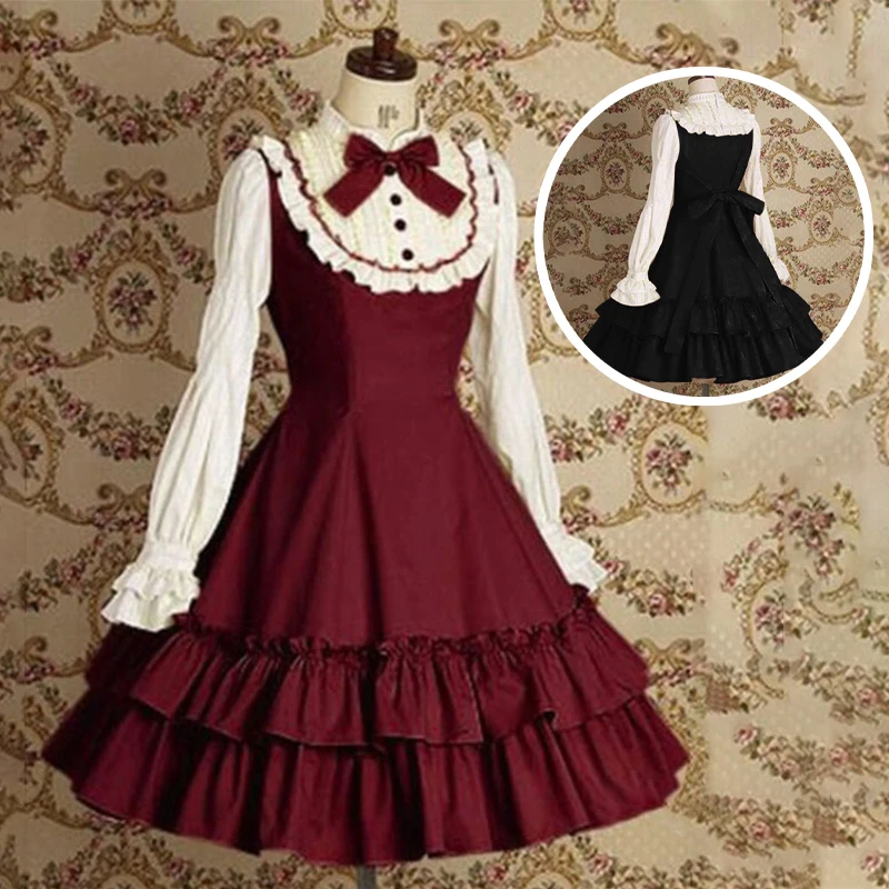 2019 женское платье в школьном стиле средневековая ретро одежда горничной
