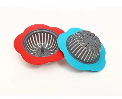 DHL 500pcs practical Flower Shaped Silicone Sink Strainer Drains Cover sink colander Sewer Hair Filter Kitchen Accessories | Обустройство