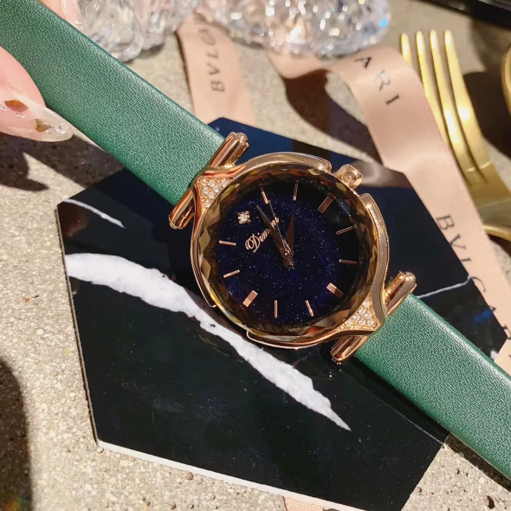 Часы наручные женские кварцевые с кристаллами роскошные модные многогранные из