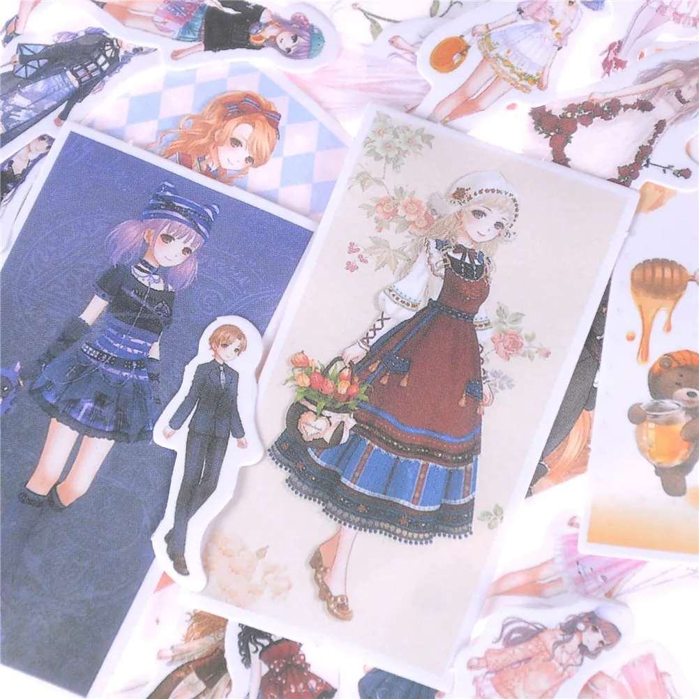 

1pack Stickers kawaii cartoon beauty girl sticker PVC Scrapbook hand book diary kids children waterproof stickers toys pegatinas