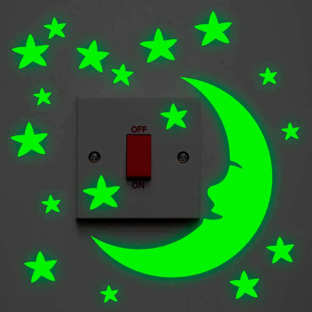 

Светящаяся наклейка на переключатель с мультяшными животными, кошка, фея, луна, звезда, светящаяся в темноте наклейка на стену, домашний декор, украшение для детской комнаты, наклейка