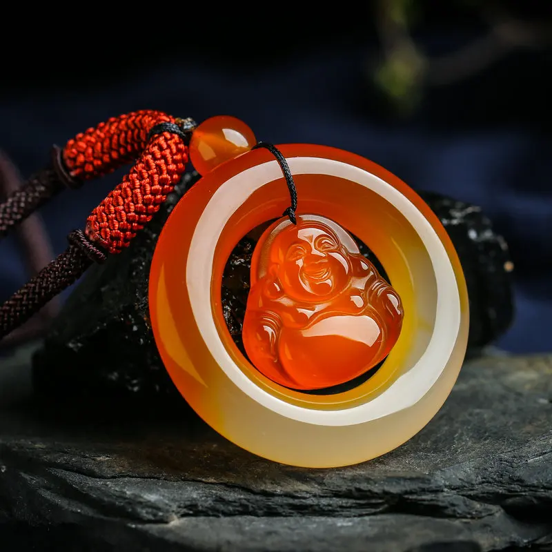 Натуральный халцедон Будда кулон цепочки и ожерелья желтый Детская безопасность