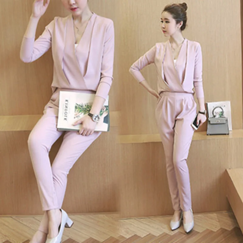 Женский комплект весна-лето 2019 новая модная тонкая Однотонная рубашка