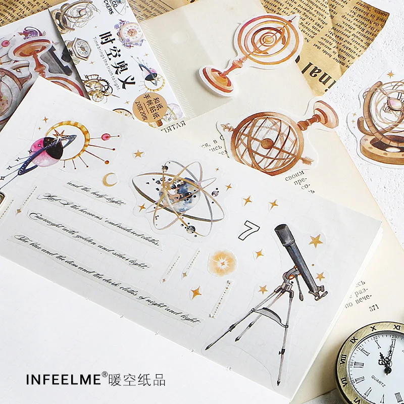 Винтажная бумажная наклейка с космическими звездами 20/40 шт./лот декоративные