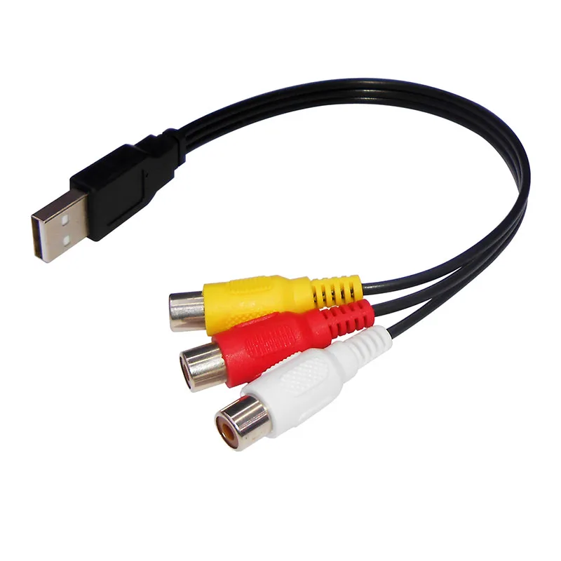 Переходник USB2.0 со штекера на гнездо 3 RCA аудио преобразователь видео AV кабель для
