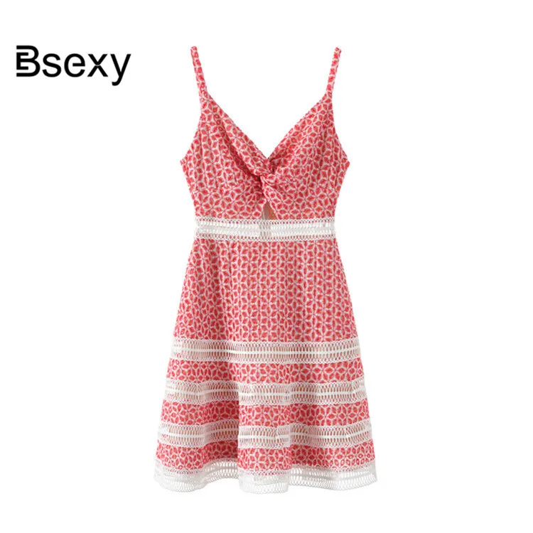 Летний женские тонкие плечи мини - платье 2019 сексуальная гравировка глубокий v