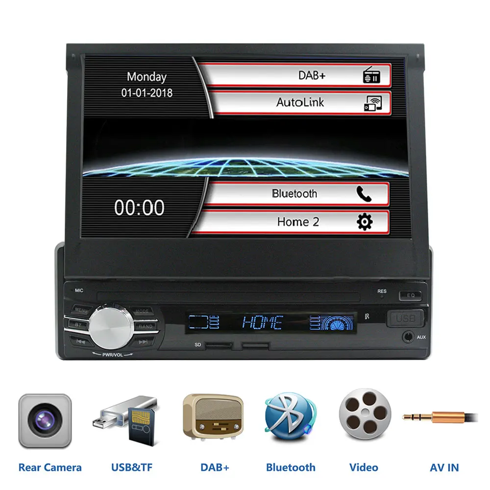 1Din автомобильный dab радио 7 &quotаудио стерео FM AM R.D.S Авторадио Bluetooth универсальный