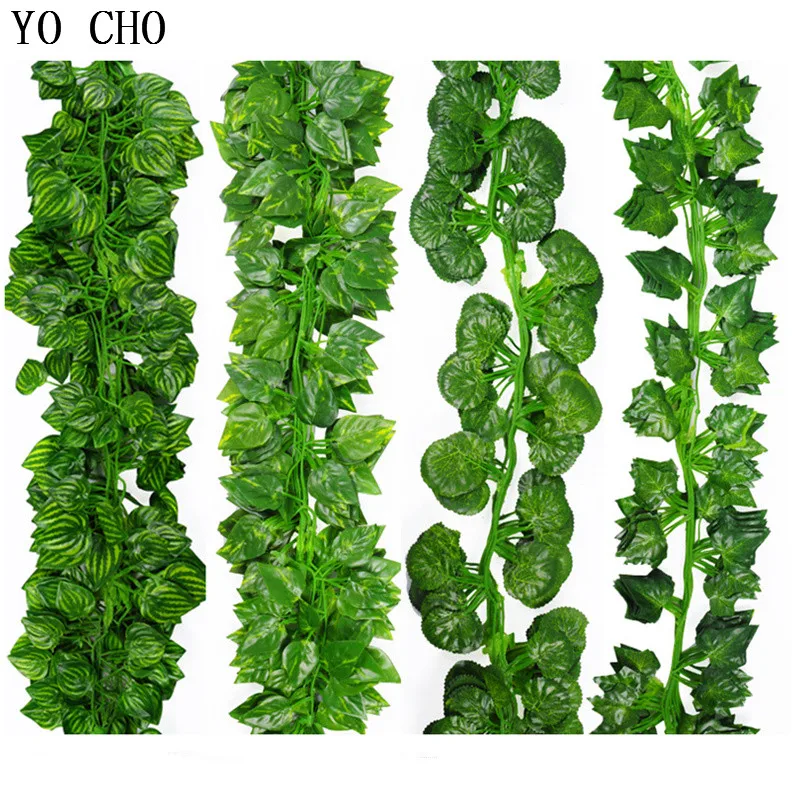 (12 pcs/lot) 210cm Special offer simulation ivy/green ivy leaf for/Green cane/creepers Chlorophytum/plastic rattan vine leaves | Дом и сад
