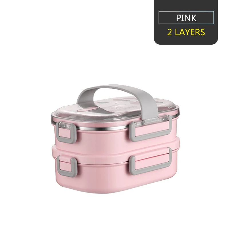 2 Layer Pink Японский картонный Ланч-бокс VandHome из нержавеющей стали 304, детский контейнер для хранения еды, герметичный Ланч-бокс Bento - Цвет: 2 Layer Pink