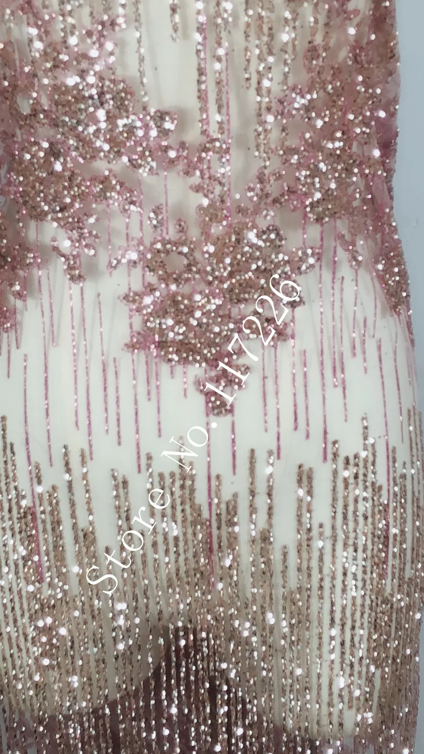 Красивая вышитая сетчатая ткань блестящая французская кружевная с клееным