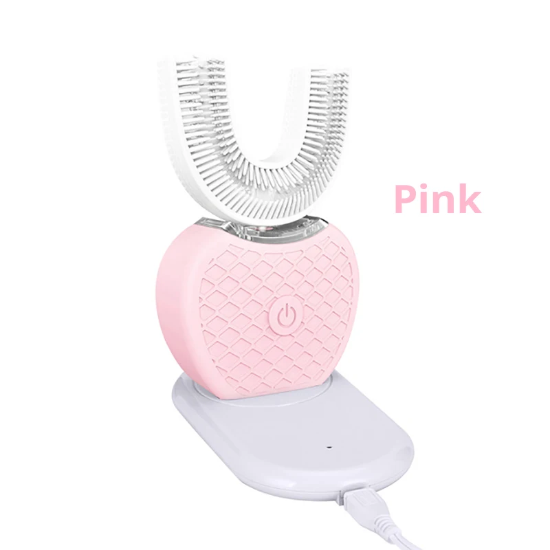 Pink V Белая автоматическая электрическая зубная щетка 360 градусов ультразвуковая вибрационная электрическая зубная щетка для отбеливания зубов инструмент для красоты - Цвет: Pink
