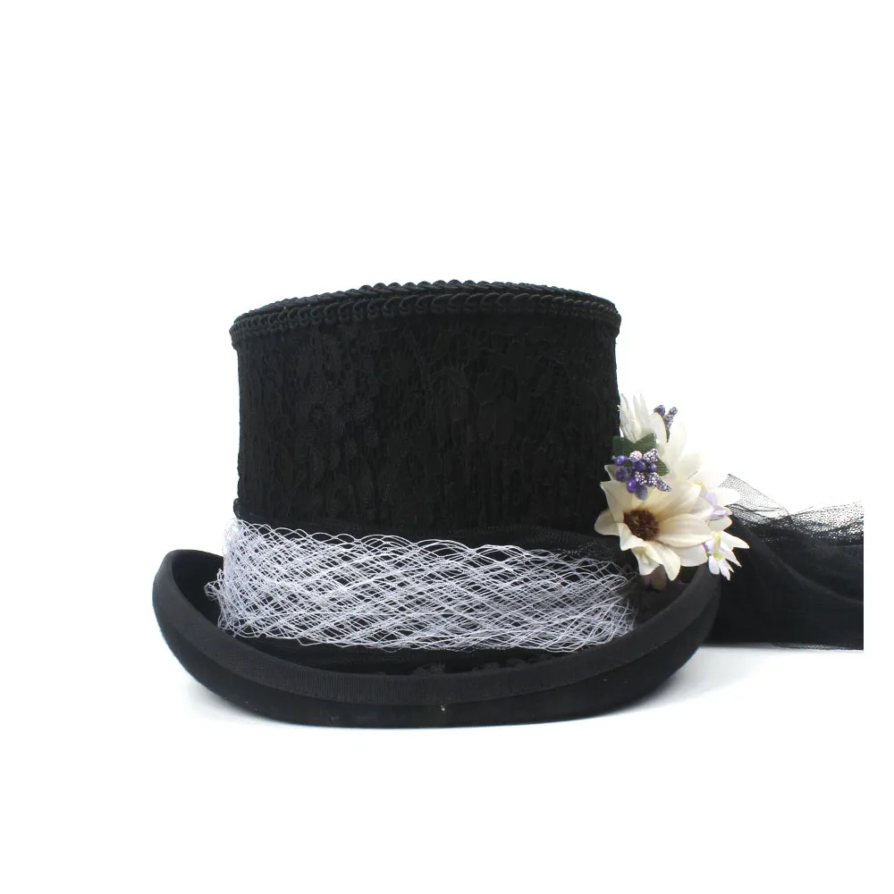 4 размера Черная Женская шерстяная шляпа невесты сетчатая Fedpra стимпанк Beaver