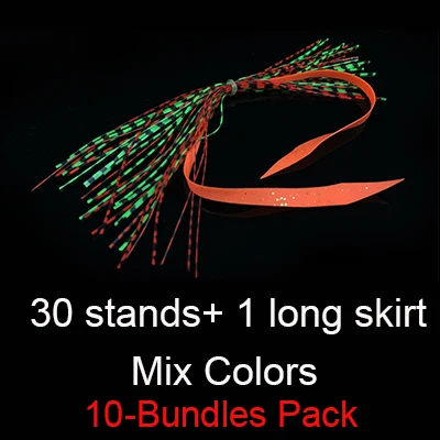 30-strands 10pcs 5/10-пряди, Силиконовые юбки, 30/40-пряди, резиновые рыболовные приманки, Мягкая приманка, прицеп для джига, крючка, Спиннербейт, рыболовные аксессуары - Цвет: 30-strands 10pcs