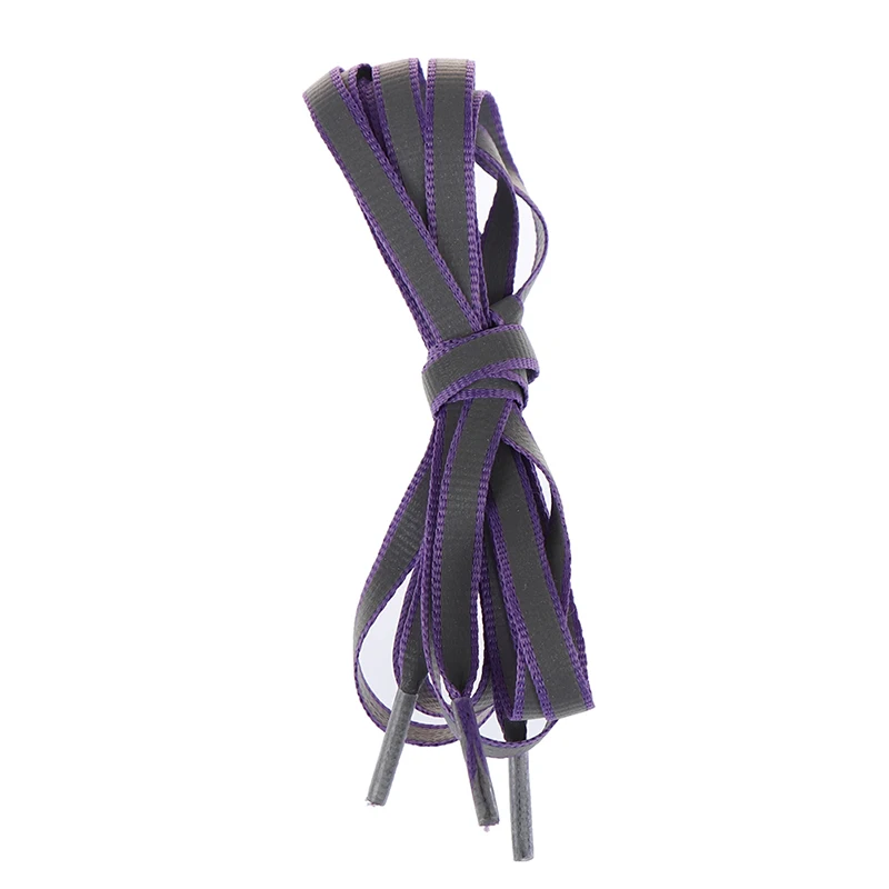 Purple 1 Pair 100cm Candy Color Shoelaces Flat Bootlace Reflective Shoe Laces - Цвет: Purple