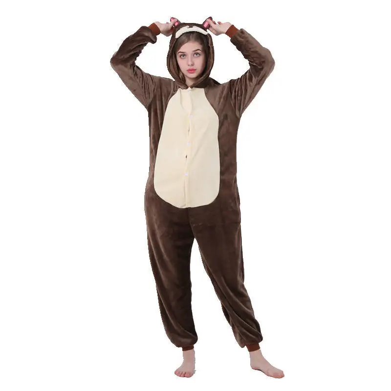 Пижама в виде белки Кигуруми для мужчин и женщин Фланелевая сна|Комплекты пижам| |