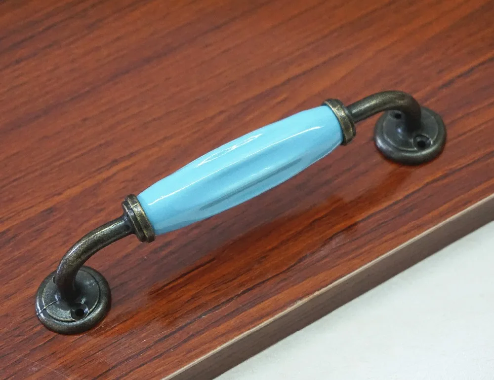 5 ''Керамика ручки Кухня Кабинета тянуть розовый синий ящика Дверные