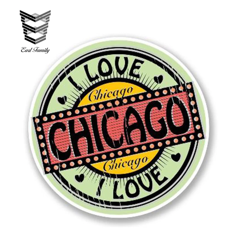 EARLFAMILY 13 см X I LOVE Chicago переводная картинка забавные наклейки на автомобиль