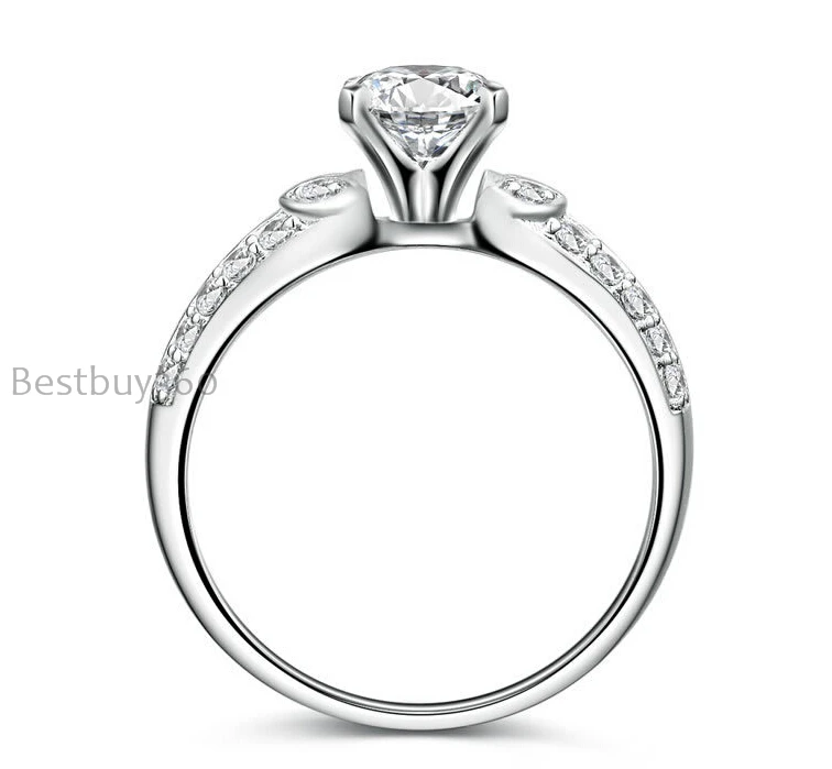 0.8ct 4 сохатый твердые серебряное кольцо искусственный принцесса sona алмаз