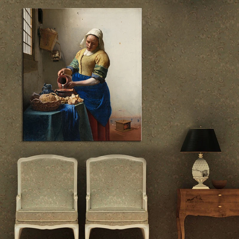 Нидерланды художник Йоханнес Вермеера доярка плакат и принты Wall Art Холст Pianting