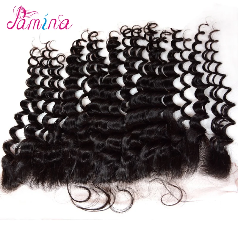 Filipino Virgin Hair With Closure Deep Wave 13x4 Ear to Lace Frontal Bundles Curly Fromtal Human |