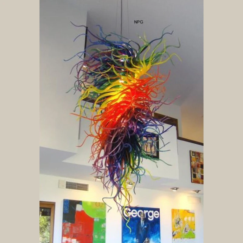 

Multi Colored Hand Blown Murano Glass Modern Art Hanging LED Christmas Decor Chandelier
