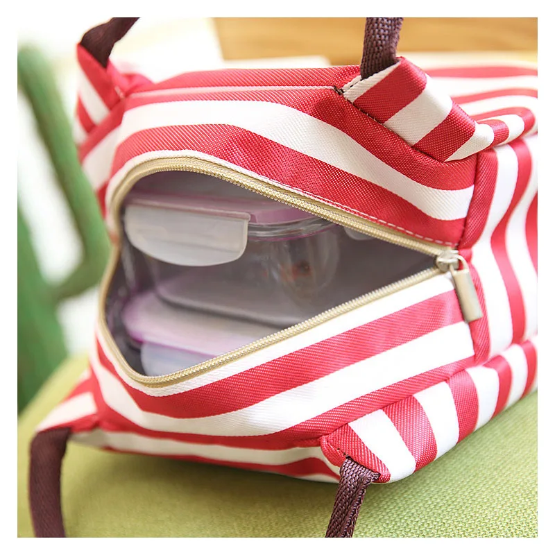 Цветная полосатая сумка холодильник для ланча охлаждаемая льда Портативная