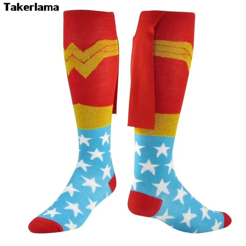 Takerlama DC Comics Wonder Woman, накидка, гольфы, чулки, красный, синий цвет, вязаная накидка, большой размер