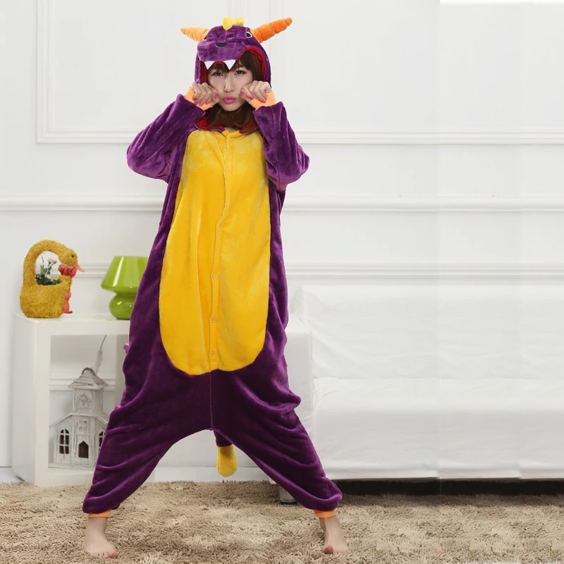Забавные Фиолетовый Spyro кигуруми аниме комбинезон Пижама Kigurumi на молнии Для