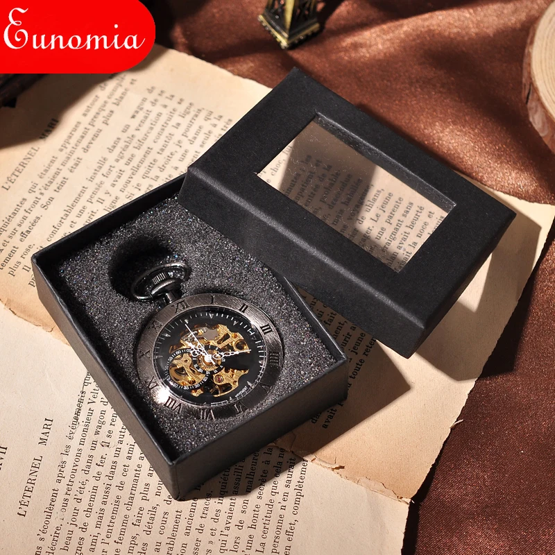 Черные круглые военные Механические карманные часы в стиле стимпанк мужской