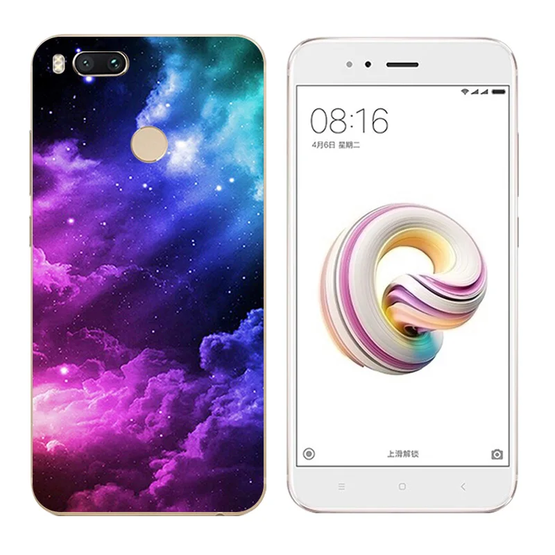 5.5&quot for Xiaomi Mi A1 / 5X Phone Cases Soft TPU pine Printing For Mi5X Back Black Matte Silicone Coque |
