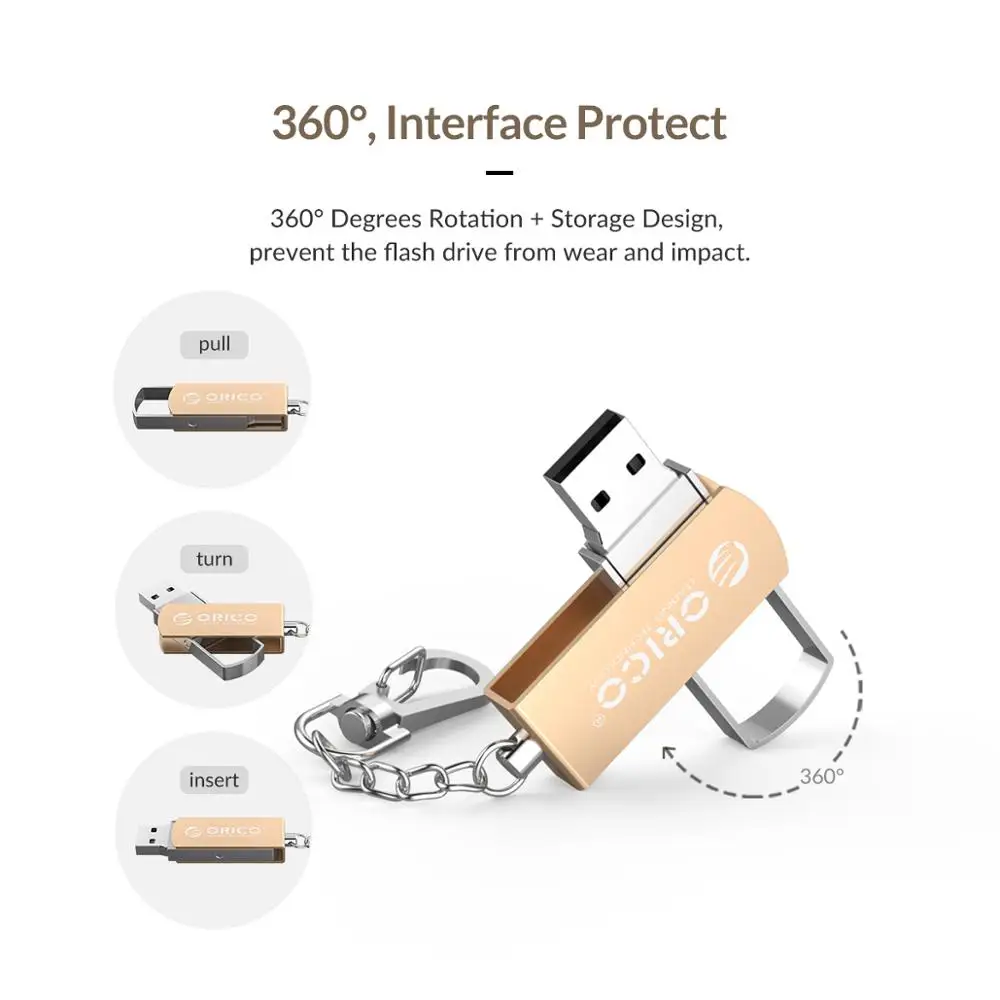 USB флеш накопитель ORICO 2 0 64 ГБ 32 16 U диск Флешка из цинкового сплава с кольцом для