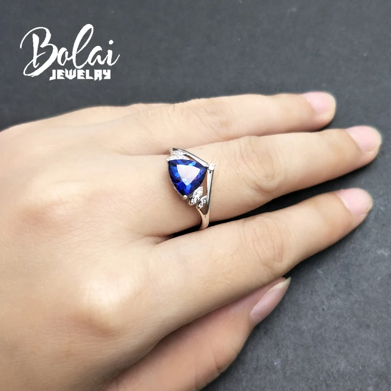 Bolaijewelry, Классический Простой стиль Танзанит Цвет Топаз, небесный топаз и гранат драгоценный камень кольцо 925 серебро ювелирные украшения для женщин