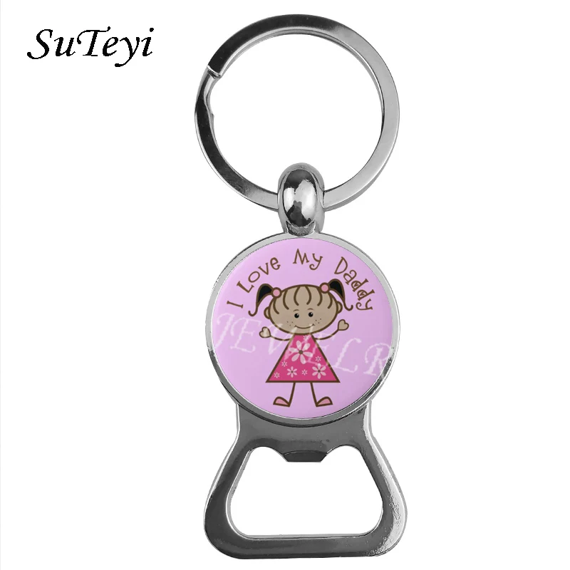 Suteyi I Love My Daddy открывалка для бутылок брелок держатель мода папа письмо стеклянная