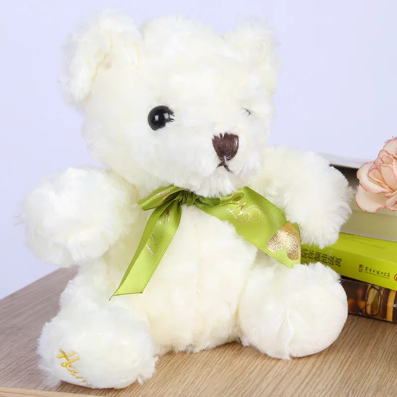 20 см Одноцветный бант из ленты плюшевый мишка кудрявый пушистый Мишка игрушки
