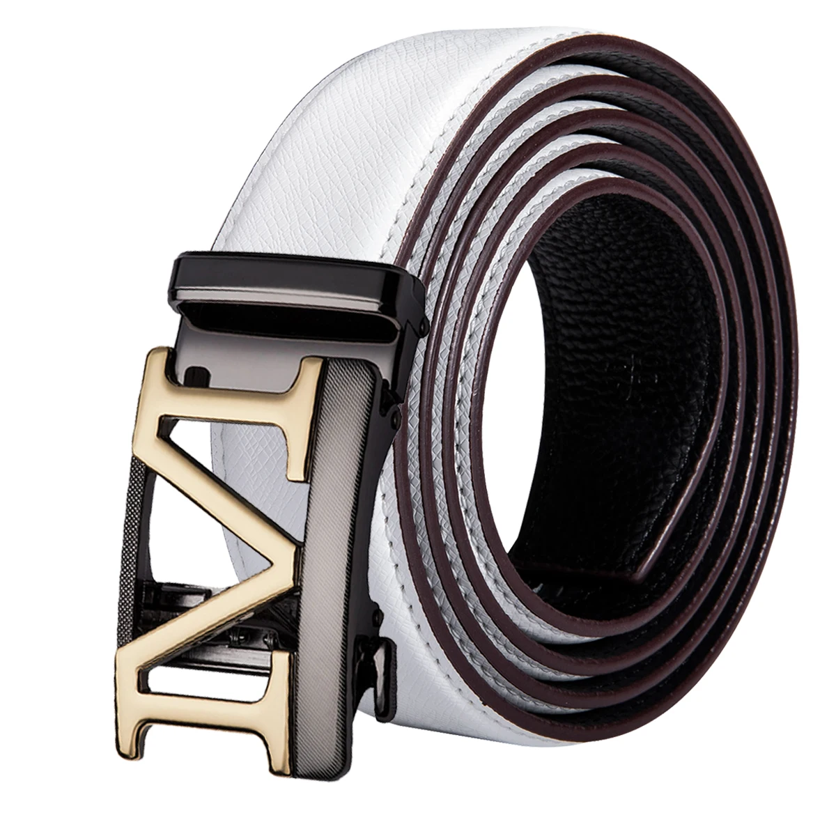 WA-0058 WA-0058 Hi-Tie, мужской белый ремень для джинсов, автоматическая пряжка, Воловья кожа, ремень из натуральной кожи, мужские модные дизайнерские белые кожаные ремни - Цвет: WA-0058